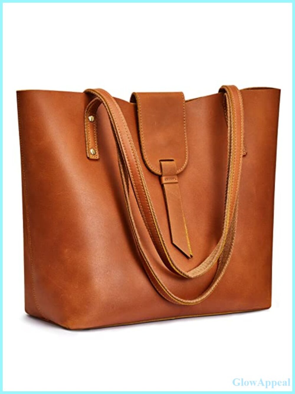 Genuine Leather Tote Bag with Purse Organizer Fits 14" Laptop